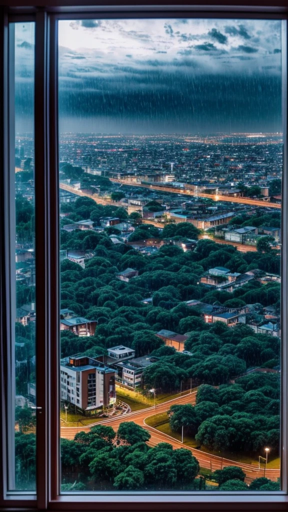 Night view from the window　Rainy weather