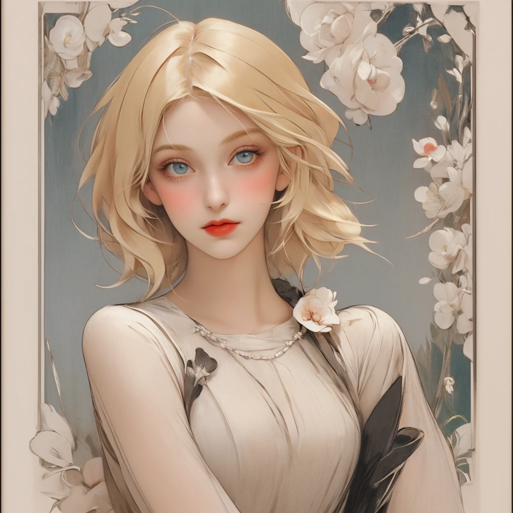 1920s American blonde woman, upper body and head, picture, portrait