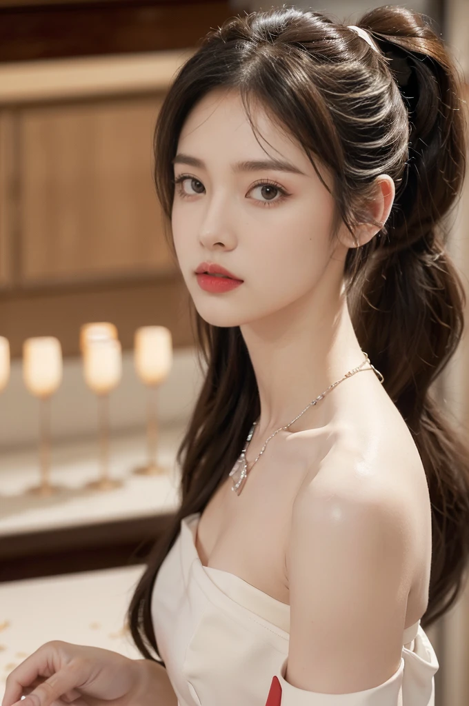 ((((8k))),((Extremely meticulous CG)) ,(wallpaper),16k,((Extremely refined and beautiful)),(((Masterpiece))),(((best qualtiy))),(((Ultra High Resolution))),beautiful light up,Perfect lightning,realistic shaded,(Smooth and flawless skin:1.5),(Extremely exquisite facial details:1.2),(perfect body:1.2),(ultra-detailed),((A beautiful girl,solo)),(small head:1.2),(pale skin:1.3),(short ponytail:1.3),(small face:1.2),(baby face:1.3),(glasses:1.2),(Exquisite makeup:1.2),(red lips:1.2),(parted lips:1.2),(small breasts:1.3),(flat chest:1.2),(cleavage:1.3),((slim,thin)),(disgusted expression:1.5),(crystal necklace:1.2),(strapless
white tank top:1.5),(indoor:1.3),(summer:1.3),(detailed background:1.5),(standing:1.3),(close-up of face:1.3),(from front:1.3),(day scene:1.5),(In a luxurious Hall:1.5),(bright and vivid colors:1.3),(surrounded by crowded crowds:1.3),Exchange, stock, trading floor, bustling, vibrant, large open space, polished floor, high ceilings, monitors, real-time market data, phones ringing, traders talking, efficient operation, trading desks, brokers booths, senior staff offices, equipped computers, telephones, raised platform, pit, brokers, dealers, activity, hushed tones, personnel, roles, responsibilities, traders, suits, monitoring screens, market movements, brokers, negotiation, clients, dealers, execution, efficiently effectively, organized space, buying selling stocks