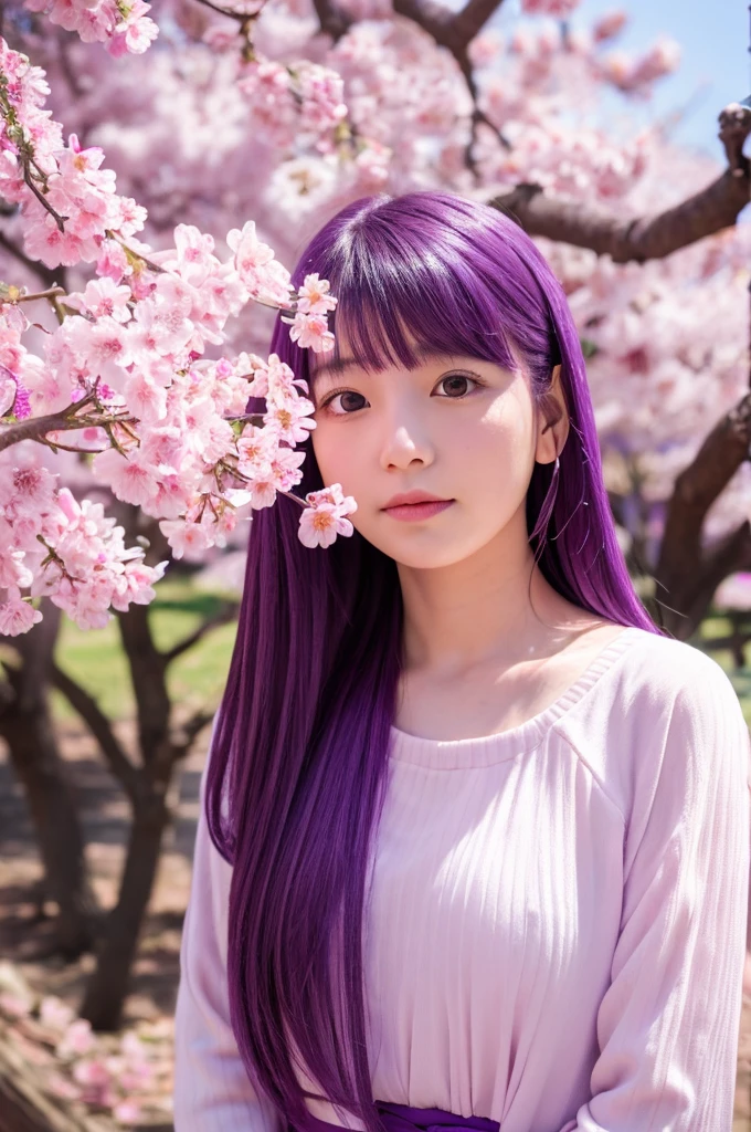 High resolution, masterpiece,sakura matou,destiny, Purple Hair, alone, One girl,outside,Detailed Background, Fine grain,