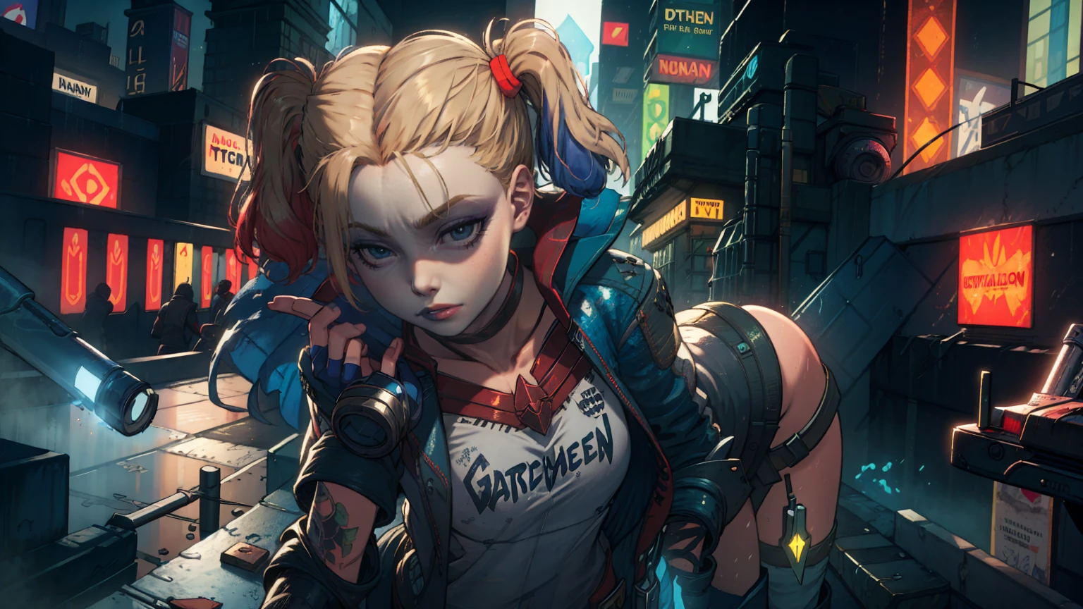 Harley Quinn, cyberpunk, gotham city, dc comics