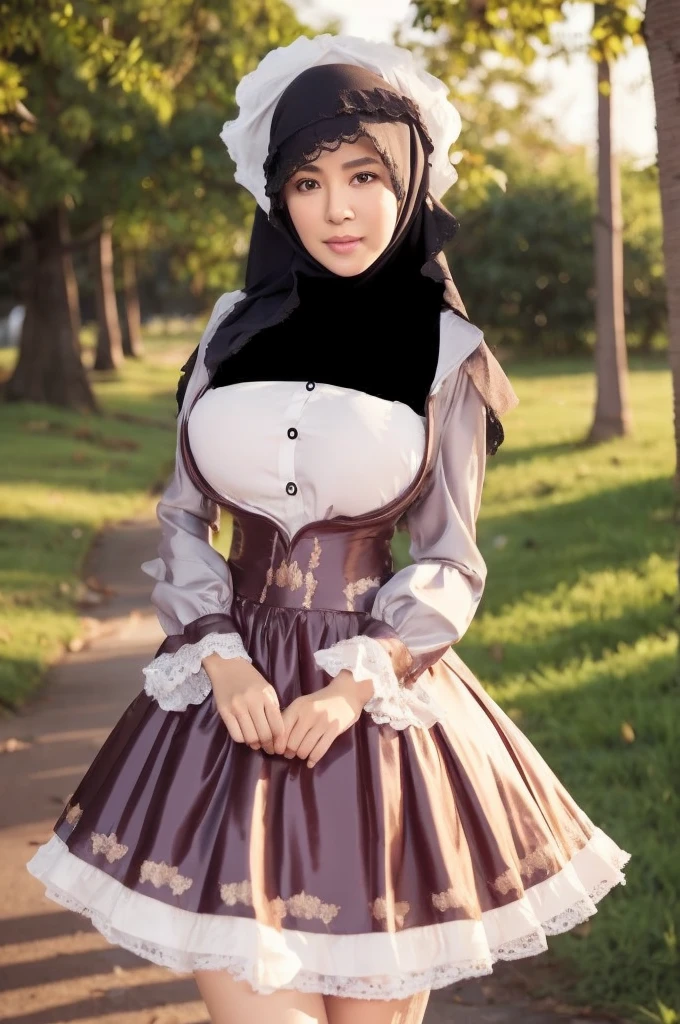 50 years Old, Hijab Indonesian mature woman, Big Tits : 66.9, Gamis, Breast out from her clothes : 1.9, at doctor office, Dark light, at Nighttime