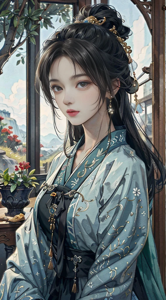original,(Awareness-raising:1.1),(highest quality),(masterpiece:1.1),(Highly detailed CG Unity 8k wallpaper),(color:1.2),welcome,bust,Ancient costume,highest quality,Very Exquisite Jewelry,landscape,Rios|purely,Hanfu,Understated luxury has meaning