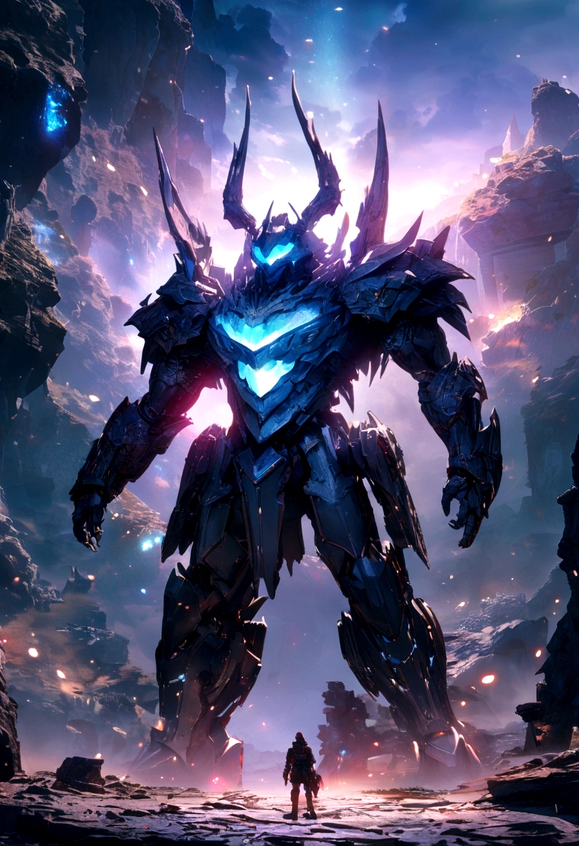 Fantasy World Rabbit,Emits a blue-violet light,Glow effect,night,Medium shot scenes,Like the whole body, Highly detailed surreal VFX,OC Rendering,Shot at 70mm - AR