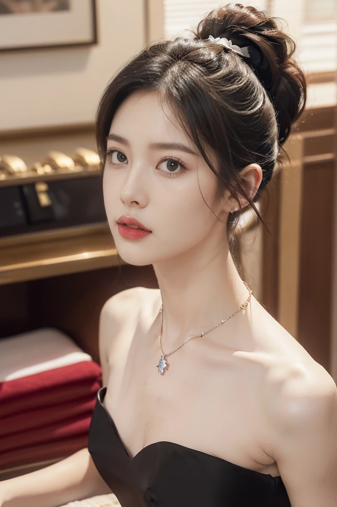 ((((8k))),((Extremely meticulous CG)) ,(wallpaper),16k,((Extremely refined and beautiful)),(((Masterpiece))),(((best qualtiy))),(((Ultra High Resolution))),beautiful light up,Perfect lightning,realistic shaded,(Smooth and flawless skin:1.5),(Extremely exquisite facial details:1.2),(perfect body:1.2),(ultra-detailed),((A beautiful girl,solo)),(small head:1.2),(pale skin:1.3),(short ponytail:1.3),(small face:1.2),(baby face:1.3),(glasses:1.2),(Exquisite makeup:1.2),(red lips:1.2),(parted lips:1.2),(small breasts:1.3),(flat chest:1.2),(cleavage:1.3),((slim,thin)),(disgusted expression:1.5),(crystal necklace:1.2),(strapless
white tank top:1.5),(indoor:1.3),(summer:1.3),(detailed background:1.5),(standing:1.3),(close-up of face:1.3),(from front:1.3),(day scene:1.5),(In a luxurious Hall:1.5),(bright and vivid colors:1.3),(surrounded by crowded crowds:1.3),Exchange, stock, trading floor, bustling, vibrant, large open space, polished floor, high ceilings, monitors, real-time market data, phones ringing, traders talking, efficient operation, trading desks, brokers booths, senior staff offices, equipped computers, telephones, raised platform, pit, brokers, dealers, activity, hushed tones, personnel, roles, responsibilities, traders, suits, monitoring screens, market movements, brokers, negotiation, clients, dealers, execution, efficiently effectively, organized space, buying selling stocks