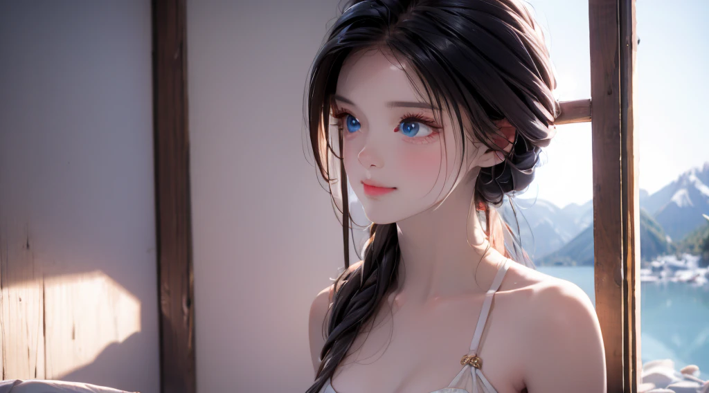 1 girl, medium light black hair, light blue eyes, wearing Sexy outfit , city , Sexy , high res, ultrasharp, 8K, masterpiece, Looking from the front 18+