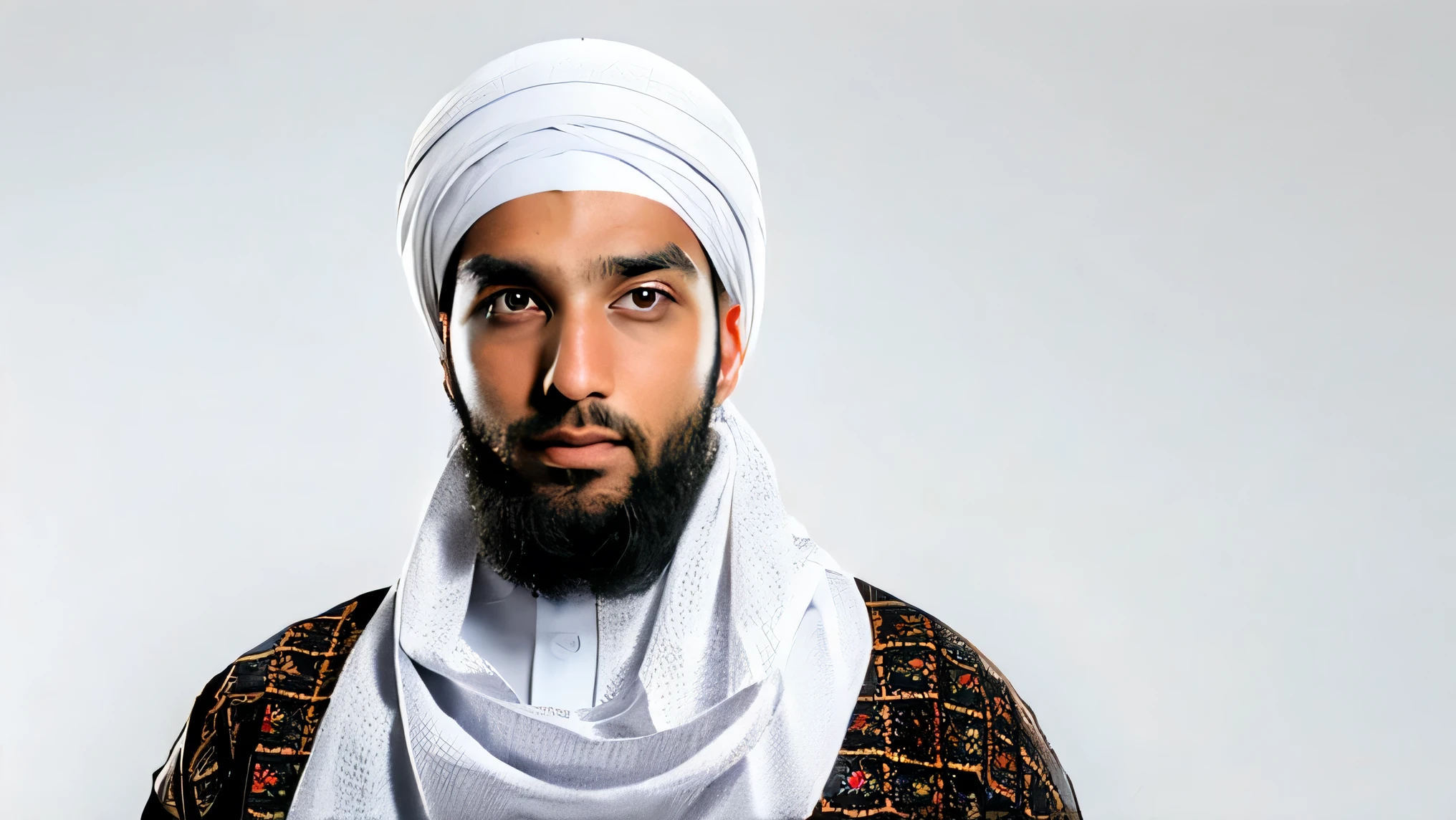 Handsome Muslim man on white background