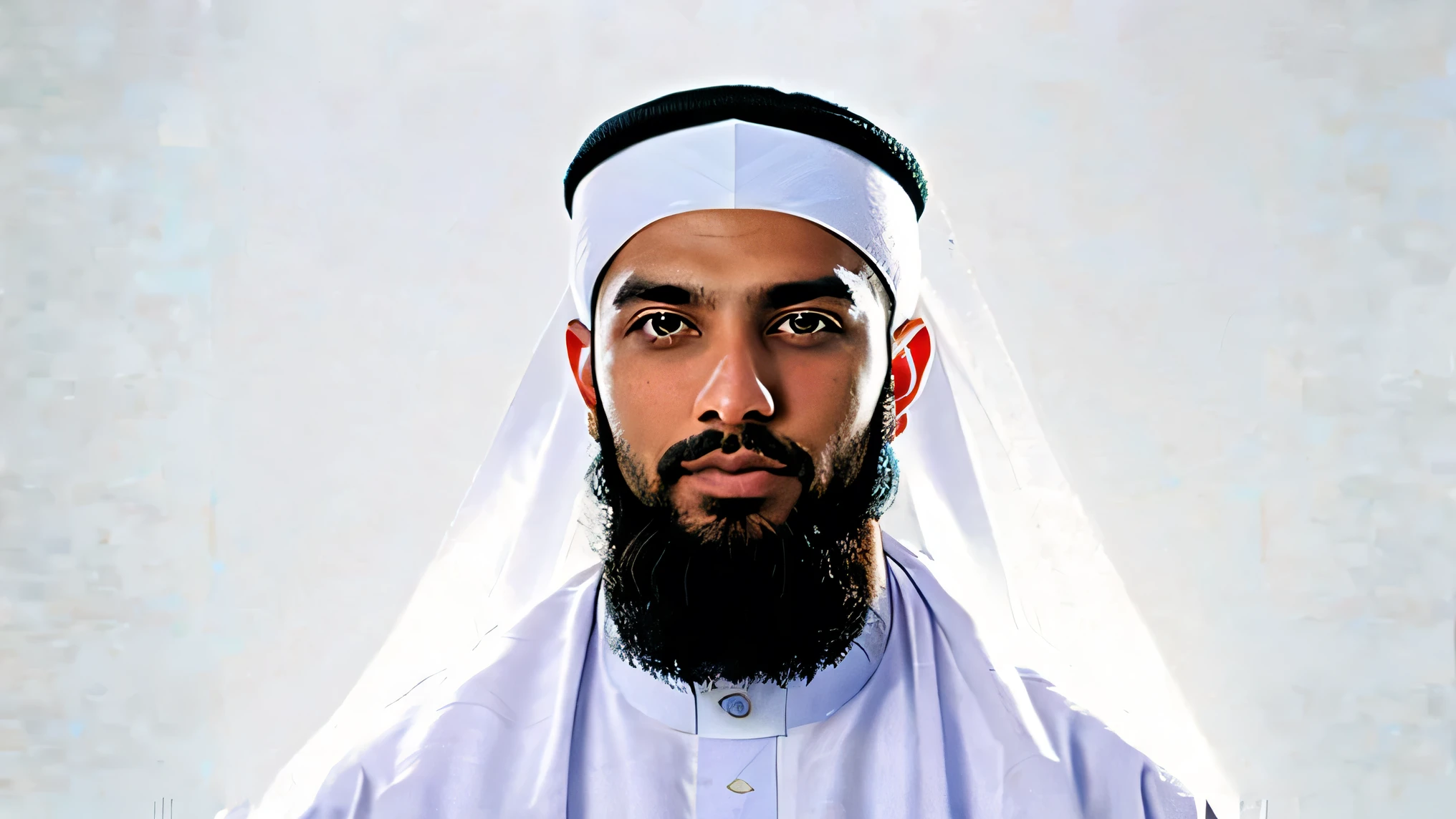 Handsome Muslim man on white background