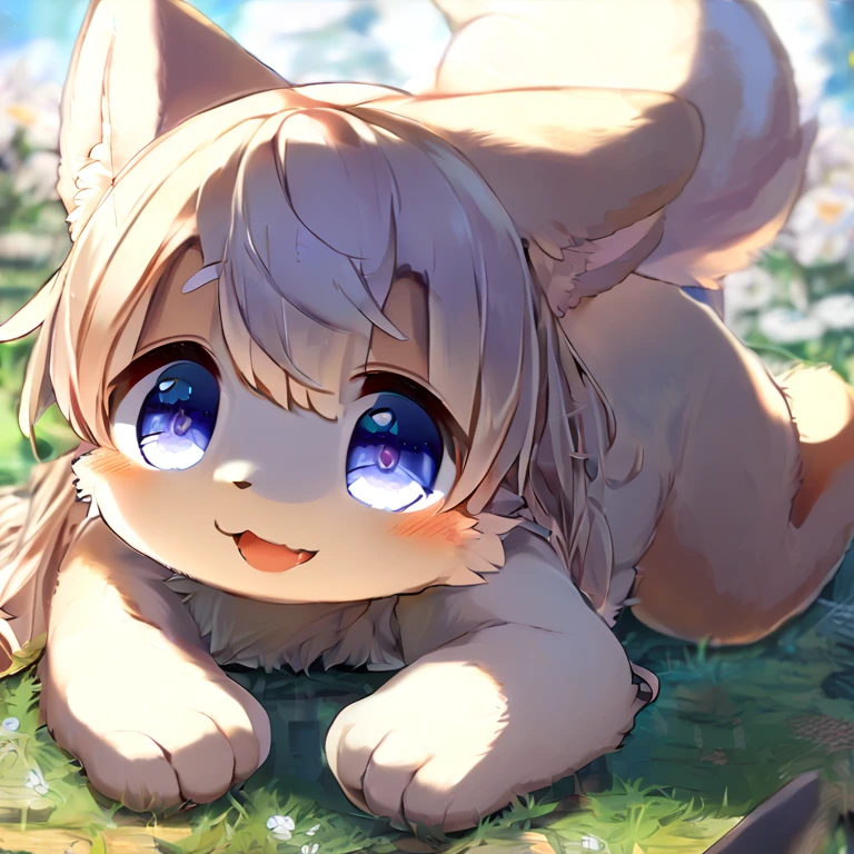 Ultra-high resolution, Detailed Background,  boy, girl, Happy, Joyful, (kemono, fur),　Naked　Naked　Completely naked　furに全身覆われている　Animal body types，　Adorable，Pure，　No shame　having mating，　Young，，Barely　Fully visible，foreskin，On all fours，quadruped，  female genitalia，Male and female，Do not draw hair.