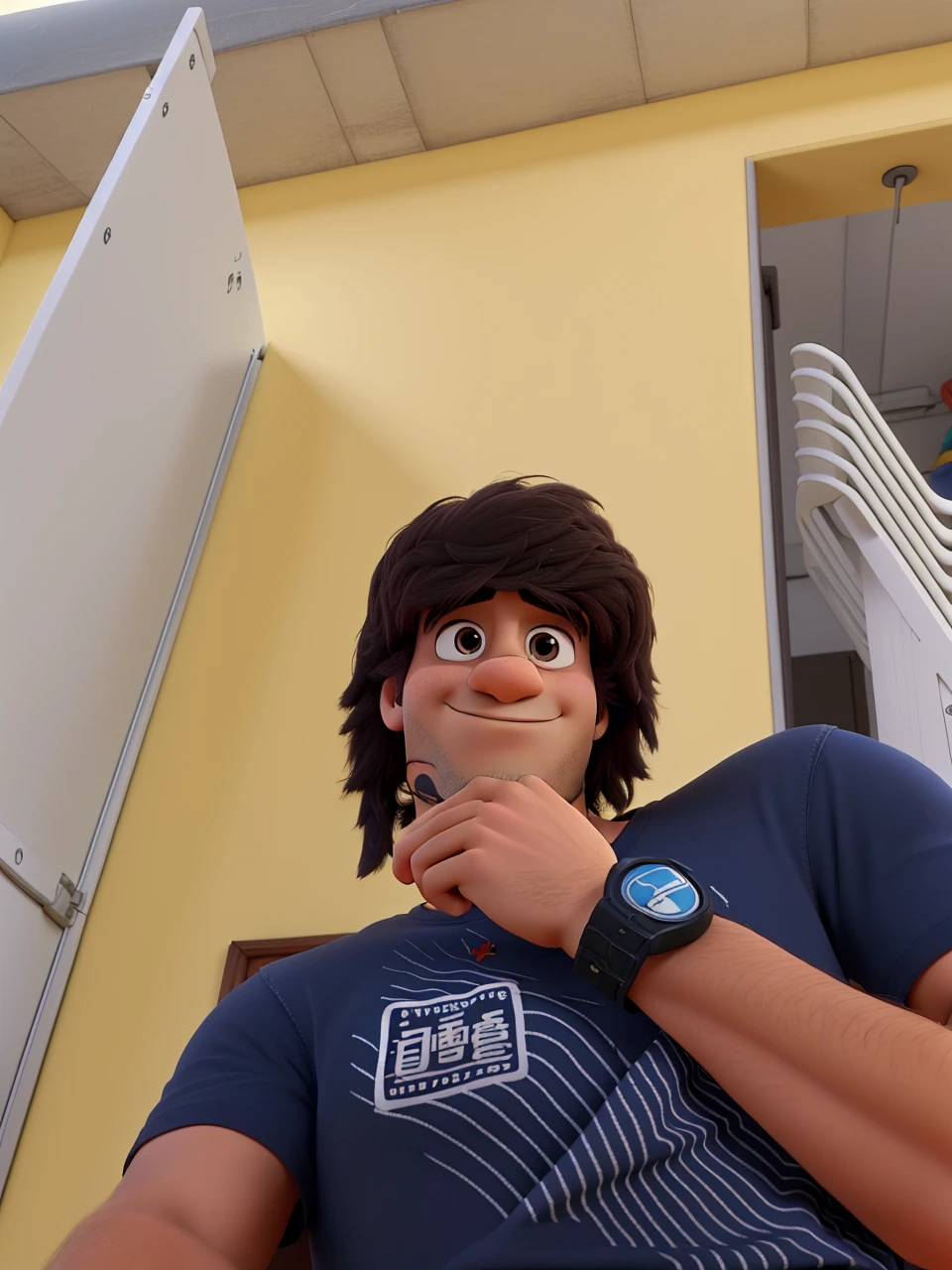 Um poster no estilo Pixar.... Um homem alta qualidade, melhor qualidade