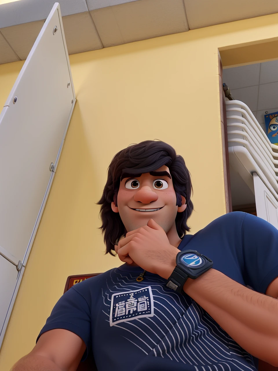 Um poster no estilo Pixar.... Um homem alta qualidade, melhor qualidade
