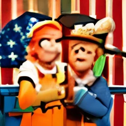 1950 American style coloring , Character's skin is white ,Bright overall color