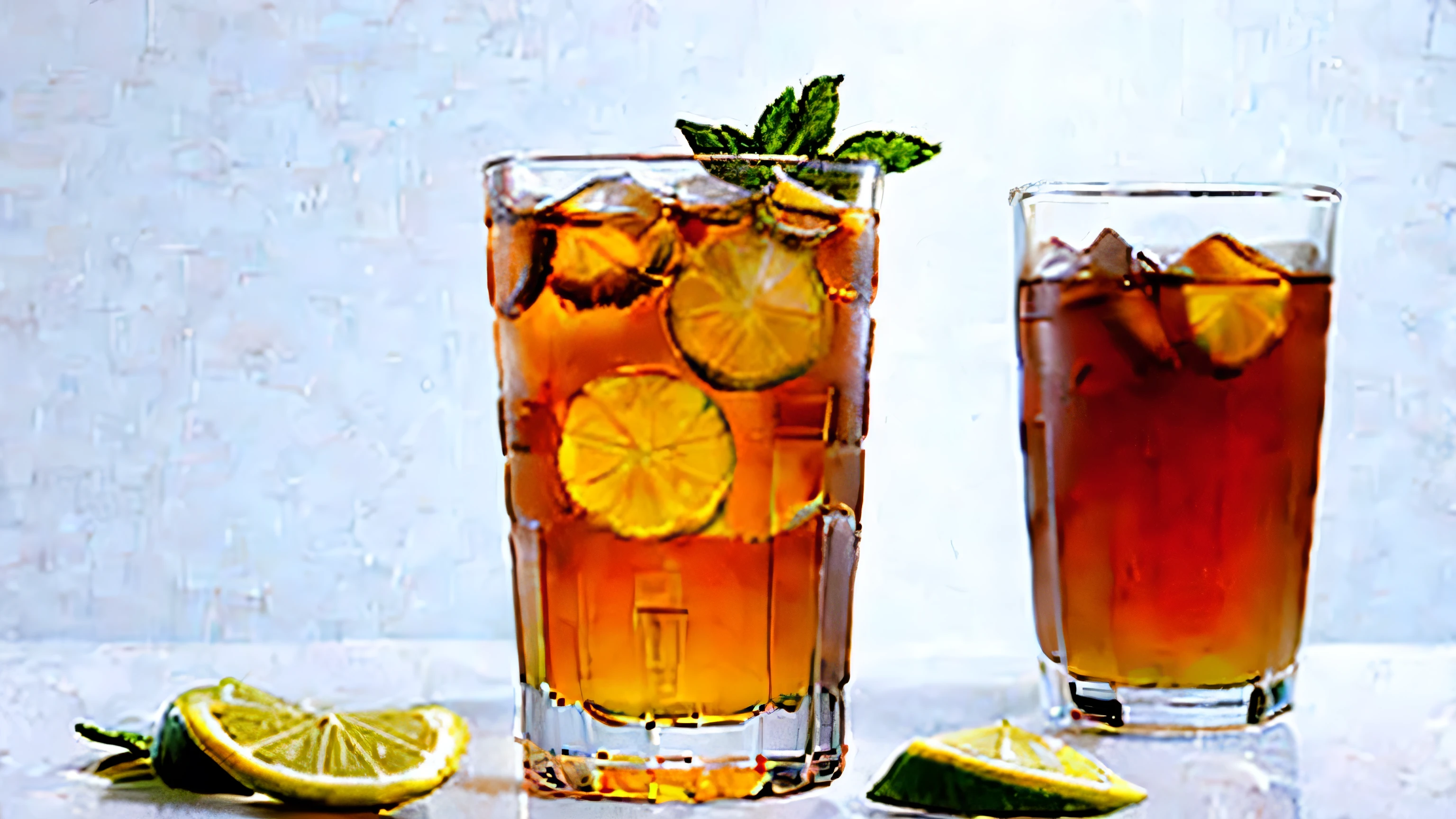 iced tea drink white background