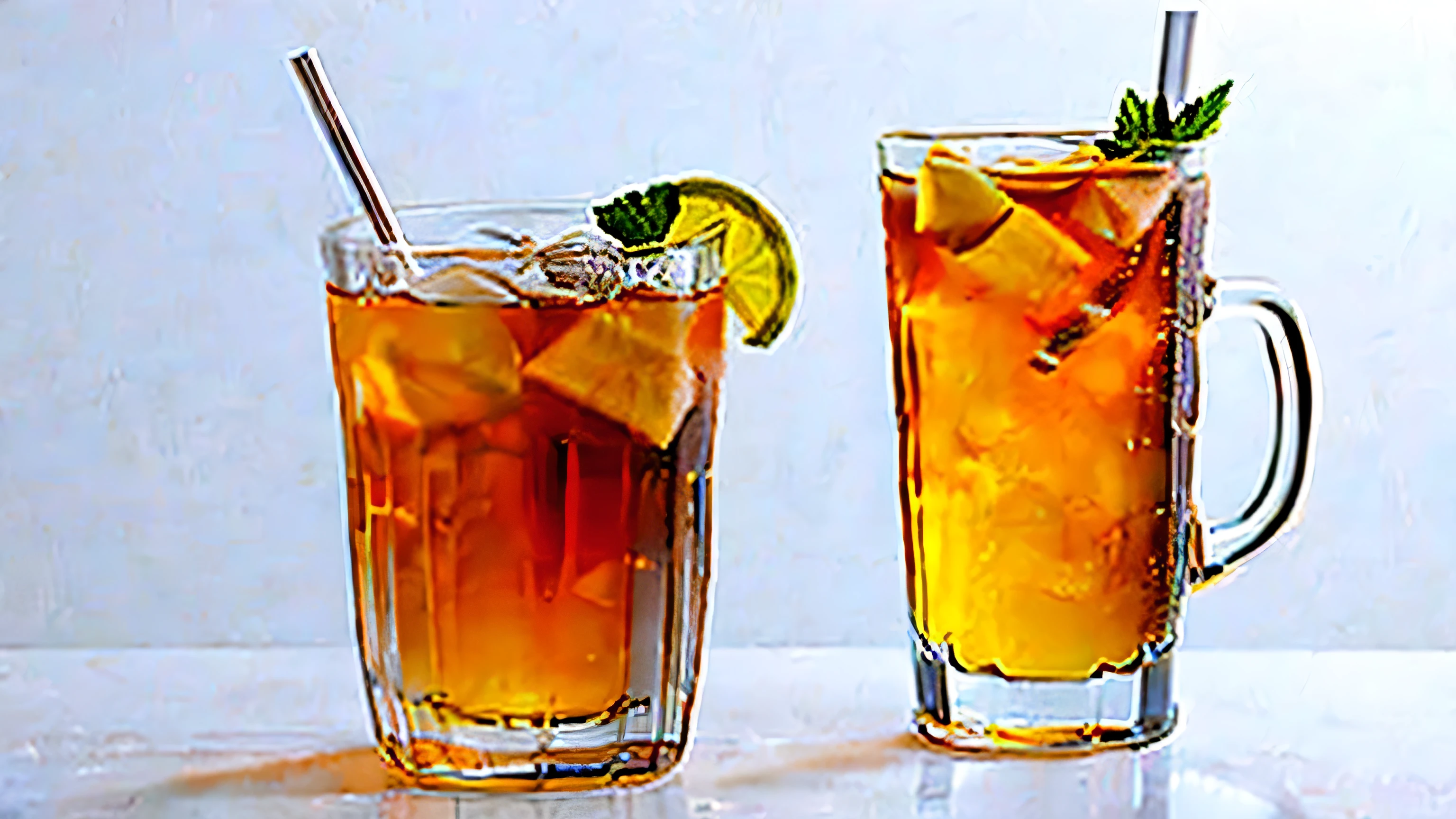 iced tea drink white background