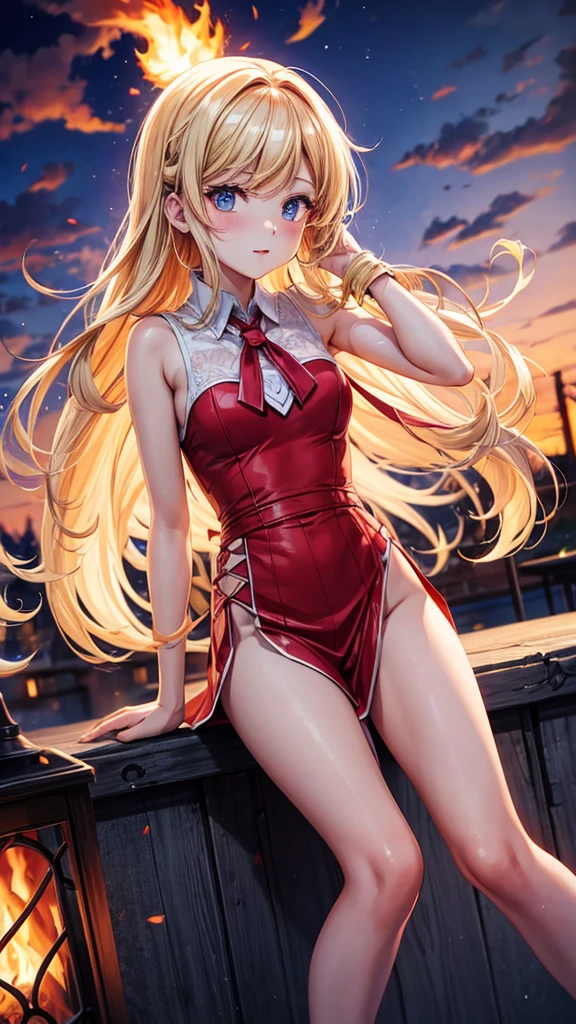 best quality, highres, ultra-detailed, realistic:1.37), A lady, , (opening my mouth),(slightly wet with sweat), (smiling), (fantasy, night), weaing a thong and santa top