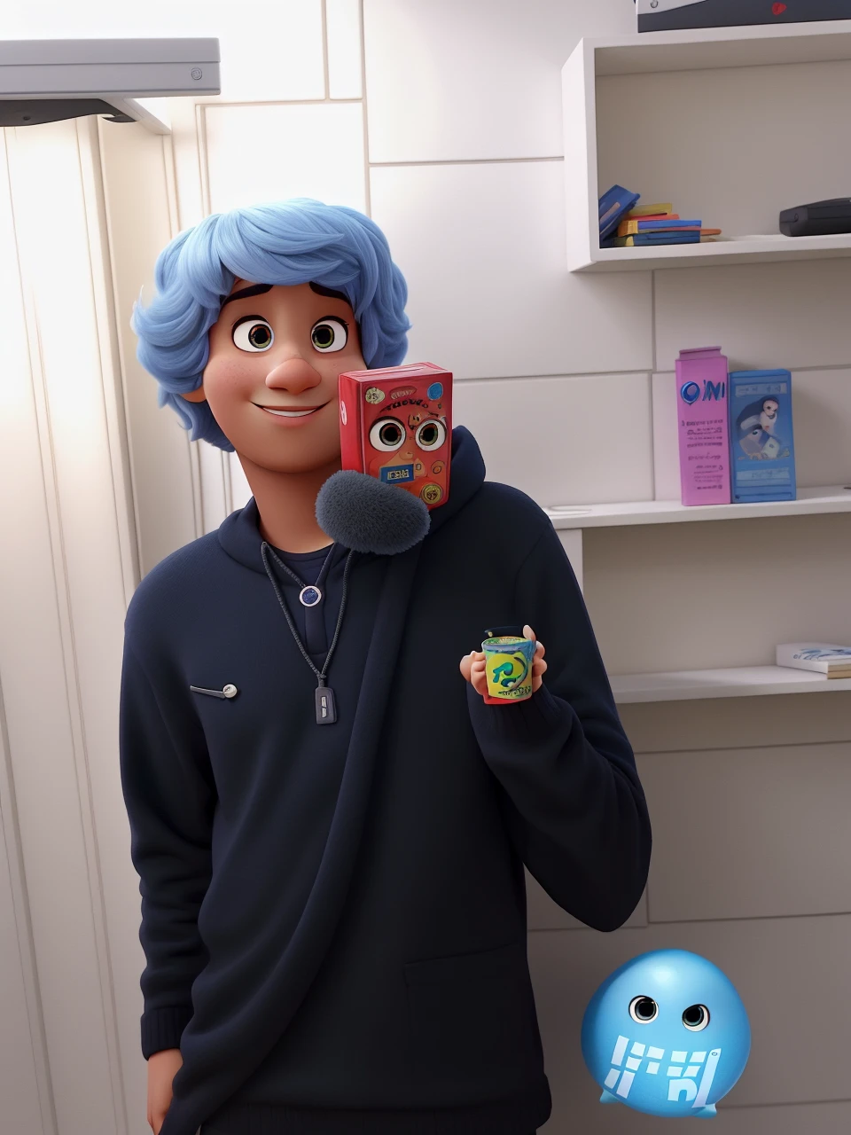 Um poster no estilo Pixar.... Um jovem alta qualidade, melhor qualidade