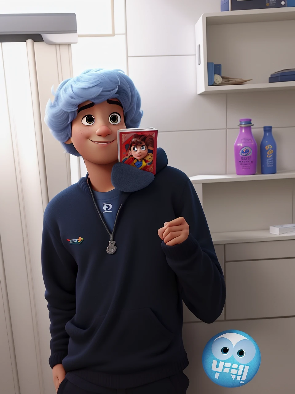 Um poster no estilo Pixar.... Um jovem alta qualidade, melhor qualidade