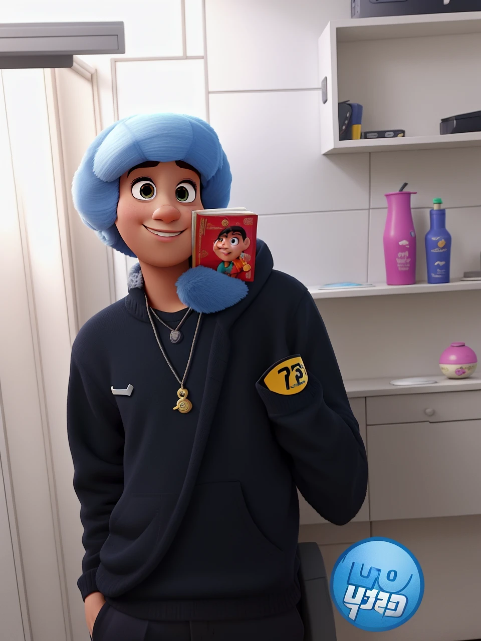 Um poster no estilo Pixar.... Um jovem alta qualidade, melhor qualidade