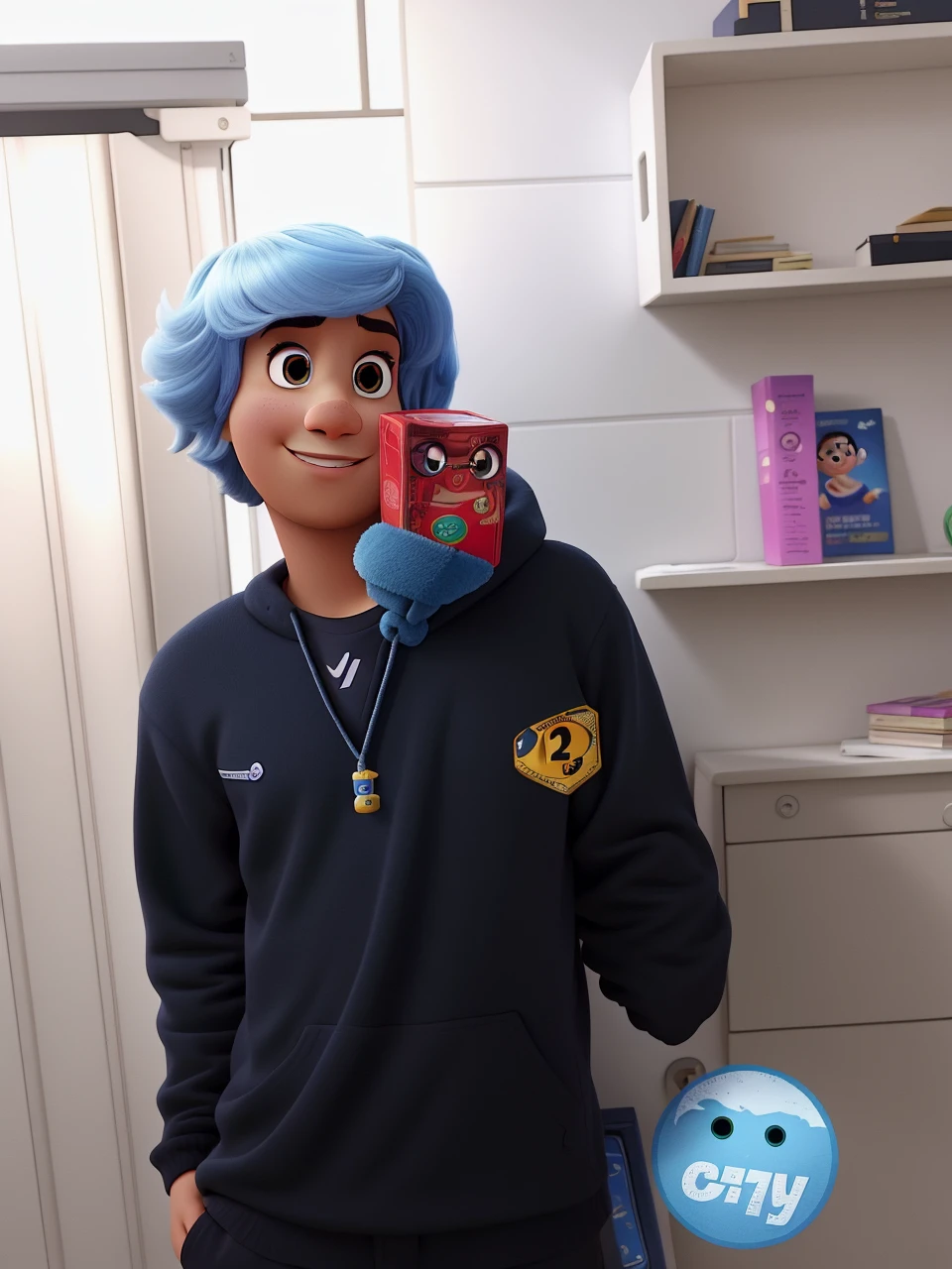 Um poster no estilo Pixar.... Um jovem alta qualidade, melhor qualidade