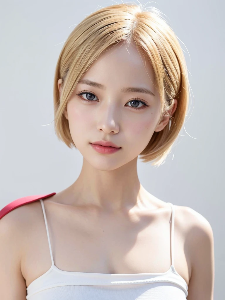 ((highest quality)), ((masterpiece)), (detailed), One girl,White background,Short Bob,Clear skin,clear,Shooting from a distance,delicate,Beauty salon model,Street Snap