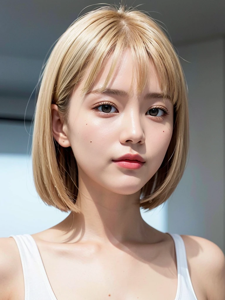 ((highest quality)), ((masterpiece)), (detailed), One girl,White background,Short Bob,Clear skin,clear,Shooting from a distance,Beauty salon model,Street Snap