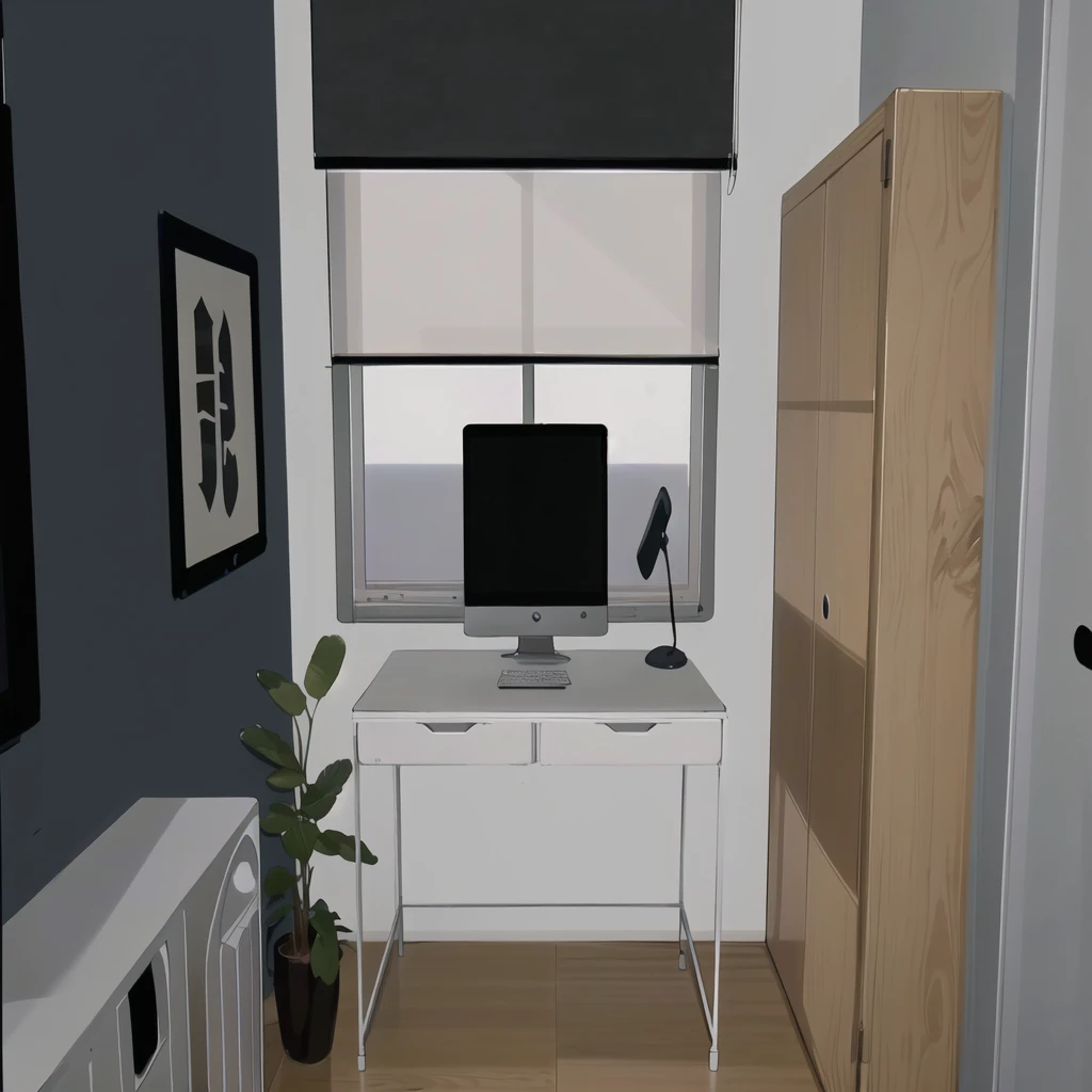 dark room (masterpiece: 1.3 best quality: 1.2 high quality: 1.1), desktop, realistic, computer, window, high resolution, absurd, incredibly absurd, huge file size, wallpaper, parody,