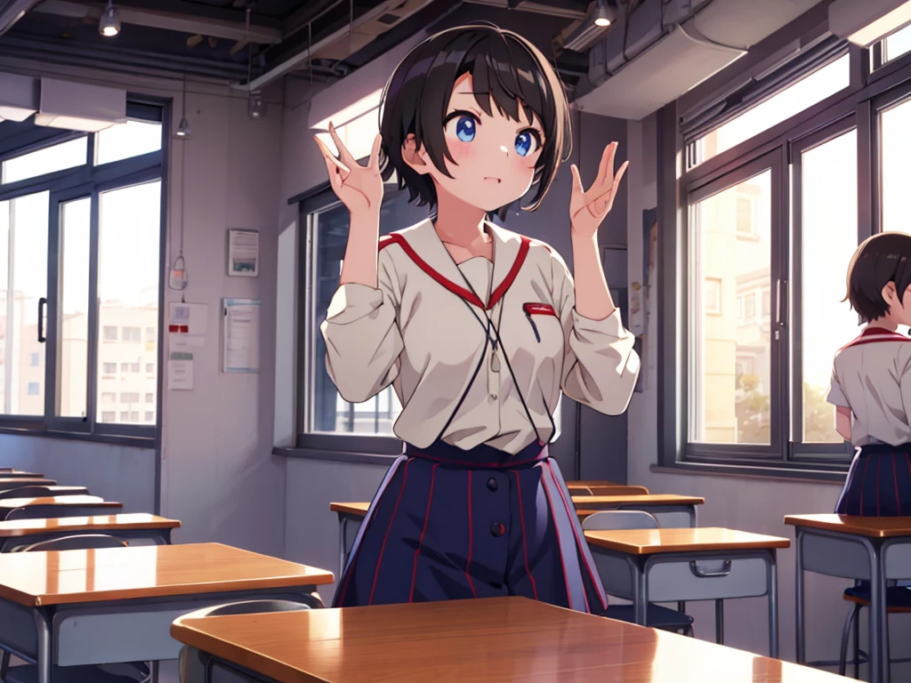 classroom、6 girls、look clearly、popular、be approached、lure、Looking up