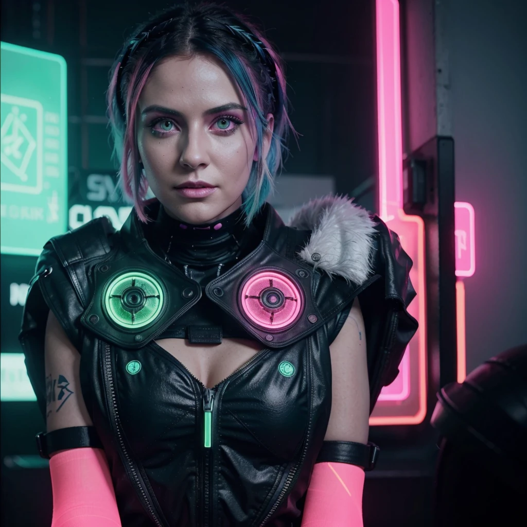 best quality, 8k,highres,masterpiece:1.2,ultra-detailed,realistic:1.37,physically-based rendering,professional,vivid colors,studio lighting,sharp focus,bokeh,portraits,photography,concept artists,blue tone lighting,long smooth hair,electroluminescent lines,cyberpunk neon signs,reflective surfaces,glowing eyes, cinematic film still closeup,fantasy,beautiful neon green and black photograph of a woman with blue hair and makeup, (ohwx woman:1.3) blacklight aesthetic, girl aesthetic, aesthetic cyberpunk, cyber aesthetic, aesthetic!!!!!!!! analogue RAW DSLR photograph, photorealistic, looking at viewer, closeup portrait, 1 girl, smiling, Tron scifi cyberpunk background, neon, ((sexy neon dress)), short hair, neon hair, glowing dress, synthwave aesthetic, cyberpunk vibes, dark neon punk, aesthetic, cyberpunk vibe, neon green and pink neon, fantasy aesthetic!, girl screamin yolo - aesthetic, ultraviolet and neon colors, cyberpunk fashion,cyberpunk makeup,emitting light,subtle shadows,complex background,cityscape,glowing holograms,futuristic atmosphere,,expressive face,dynamic pose,fierce expression,captivating gaze,detailed fingers and nails,digital effects,neon glow,fluid movements,confident stance,interesting angles,striking visual,mesmerizing presence,brilliant colors,high-tech setting,techie accessories,impressive visual (glowing pink eyes:1.2),