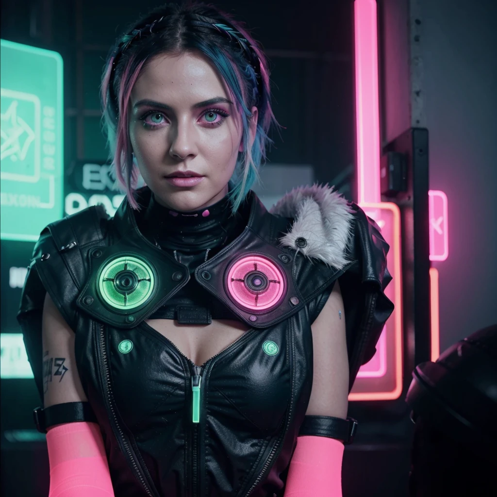 best quality, 8k,highres,masterpiece:1.2,ultra-detailed,realistic:1.37,physically-based rendering,professional,vivid colors,studio lighting,sharp focus,bokeh,portraits,photography,concept artists,blue tone lighting,long smooth hair,electroluminescent lines,cyberpunk neon signs,reflective surfaces,glowing eyes, cinematic film still closeup,fantasy,beautiful neon green and black photograph of a woman with blue hair and makeup, (ohwx woman:1.3) blacklight aesthetic, girl aesthetic, aesthetic cyberpunk, cyber aesthetic, aesthetic!!!!!!!! analogue RAW DSLR photograph, photorealistic, looking at viewer, closeup portrait, 1 girl, smiling, Tron scifi cyberpunk background, neon, ((sexy neon dress)), short hair, neon hair, glowing dress, synthwave aesthetic, cyberpunk vibes, dark neon punk, aesthetic, cyberpunk vibe, neon green and pink neon, fantasy aesthetic!, girl screamin yolo - aesthetic, ultraviolet and neon colors, cyberpunk fashion,cyberpunk makeup,emitting light,subtle shadows,complex background,cityscape,glowing holograms,futuristic atmosphere,,expressive face,dynamic pose,fierce expression,captivating gaze,detailed fingers and nails,digital effects,neon glow,fluid movements,confident stance,interesting angles,striking visual,mesmerizing presence,brilliant colors,high-tech setting,techie accessories,impressive visual (glowing pink eyes:1.2),