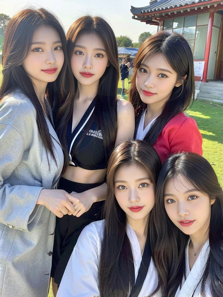 (Super cute Korean gal high school girls duo taking photos side by side 1.2)(grin,Smile)(Beautiful Sweat:1.1)(16k, RAW Photos, highest quality, masterpiece: 1.2),(Mr.々Beautiful black hair with a simple hairstyle:1.2) Super detailed, Super Resolution, (Genuine, Genuine photos: 1.37), Portraiture, High-resolution RAW color photos, Professional photos, Very detailed, 8k wallpaper, Very detailed CG Unity 8k wallpaper, Very detailed beautiful girls, Very detailed faces, ((whole body)), beautiful woman, Huge breasts,(huge boobs:1.1) (Big Boobs:1.1),high school girl, Korean Girls,(K-POP Female Idols), (Idol-class beauty)(Beautiful high school girl:1.1)(A summer festival at a shrine with lots of food stalls)(18-year-old)(Stylish kimono-style outfit:1.1)(Group photo:1.3)