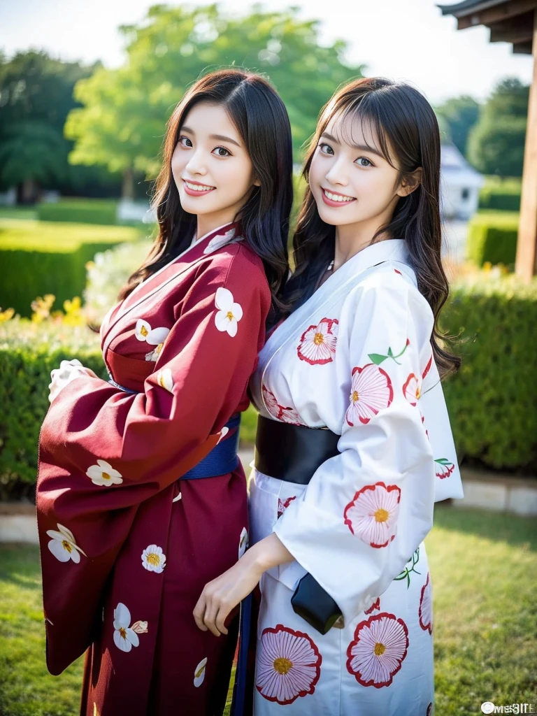 (Super cute Korean gal high school girls duo taking photos side by side 1.2)(grin,Smile)(Beautiful Sweat:1.1)(16k, RAW Photos, highest quality, masterpiece: 1.2),(Mr.々Beautiful black hair with a simple hairstyle:1.2) Super detailed, Super Resolution, (Genuine, Genuine photos: 1.37), Portraiture, High-resolution RAW color photos, Professional photos, Very detailed, 8k wallpaper, Very detailed CG Unity 8k wallpaper, Very detailed beautiful girls, Very detailed faces, ((whole body)), beautiful woman, Huge breasts,(huge boobs:1.1) (Big Boobs:1.1),high school girl, Korean Girls,(K-POP Female Idols), (Idol-class beauty)(Beautiful high school girl:1.1)(屋台がいっぱいあるshrineの夏祭り:1.2)(18-year-old)(Stylish kimono-style outfit:1.1)(Group photo:1.3)shrine,yukata,