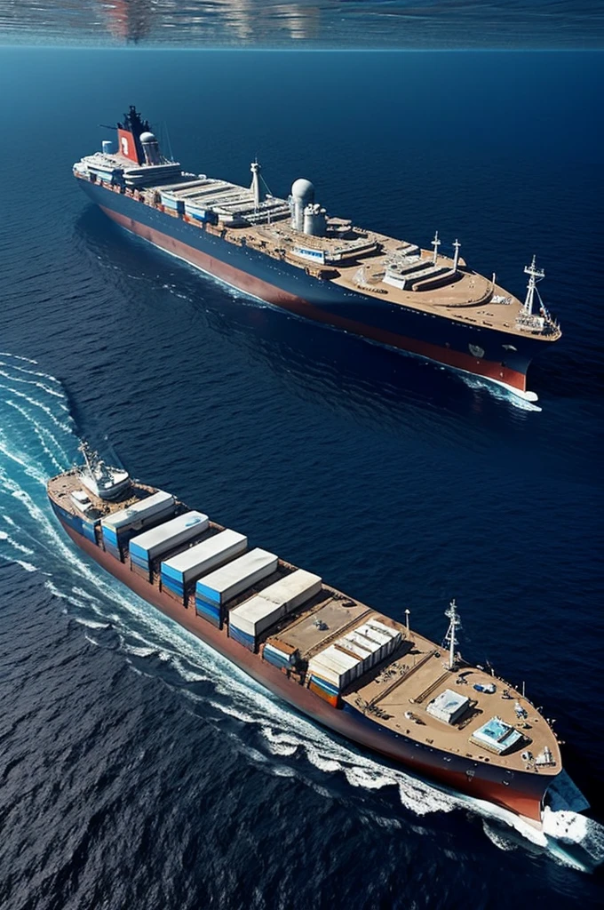 A large ship under the bed of the seabed