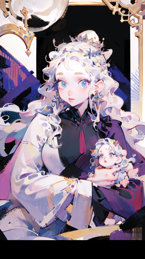 Woman with white long hair, natural white hair, albino woman, wavy hair,braided hair, detailed hairstyle, medieval hairstyle, detailed hairstyle,hair accessories, long hair, complicated hairstyle, front view, medieval woman, game of thrones style, queen, dragon queen,a lot of hair accessories,hd masterpiece, best quality, looking majestic,a painting of a woman with a crown on her head, hyperrealistic fantasy art, beautiful character painting, fantasy portrait art, realistic renaissance portrait, beautiful fantasy art portrait, portrait painting of a princess, realistic fantasy painting, fantasy art portrait, renaissance digital painting, gorgeous digital painting, realistic fantasy artwork, epic fantasy art portrait, detailed matte fantasy portrait, princess portrait