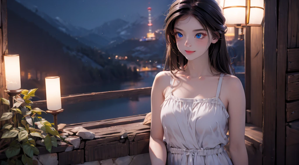1 girl, medium light black hair, light blue eyes, wearing nude show outfit, night city, 18+ , high res, ultrasharp, 8K, masterpiece, looking from behind