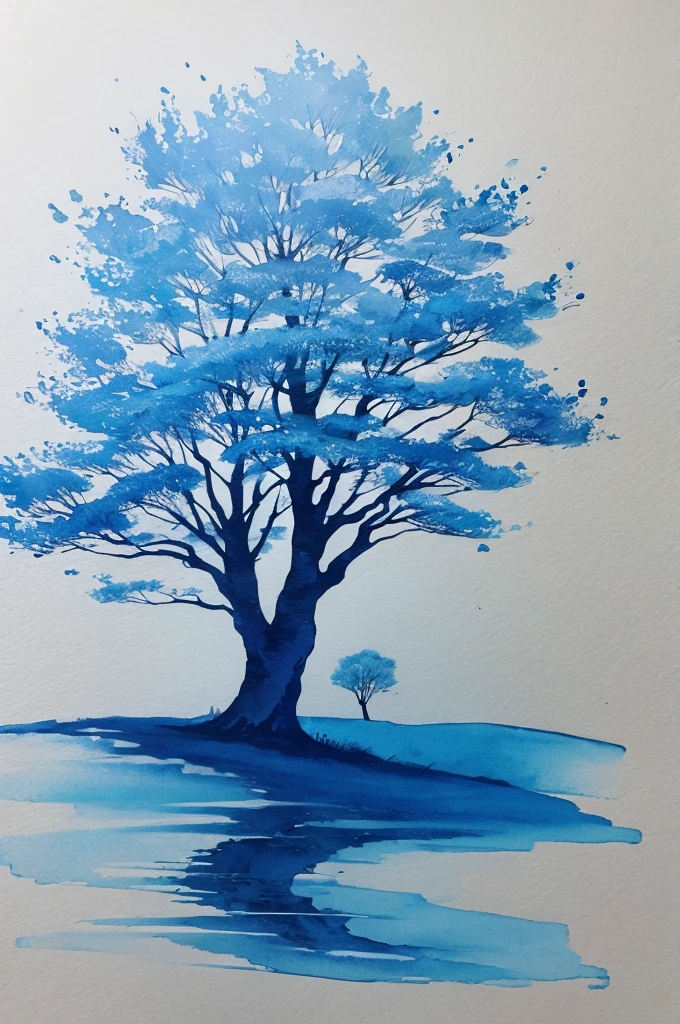 Ink Painting、Blue Tree、small