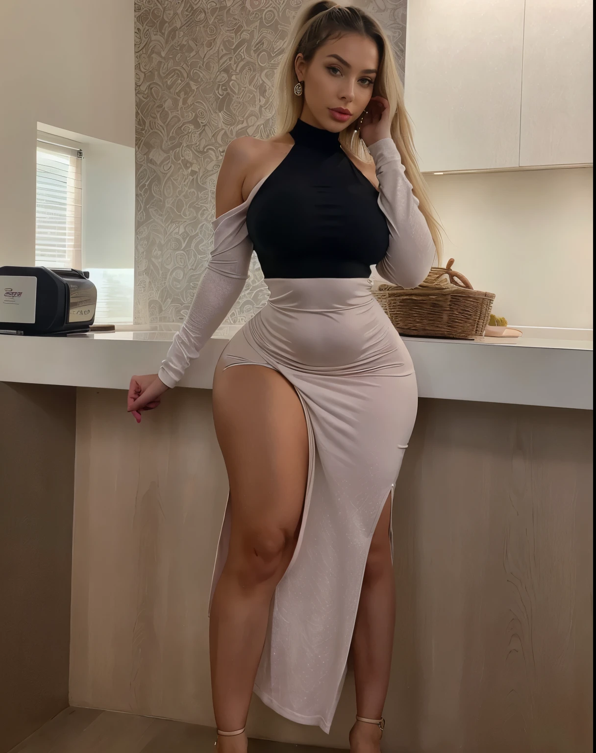 arafed women,a picture by Adrian Zingg, reddit, arabesque,((slim thick body:1.4)), (((dressed in for a party showing curvy fit ass)),((wearing bodycon dress)), anna nikonova aka new milky,((full body1.2)), angelawhite, wearing lipstick,sexy earrings,fit,busty,curvy ,makeup as a jessica rabbit,stunning girl,blonde,ponytail,looking at camera,detailed face, (((detailed face and eye)))