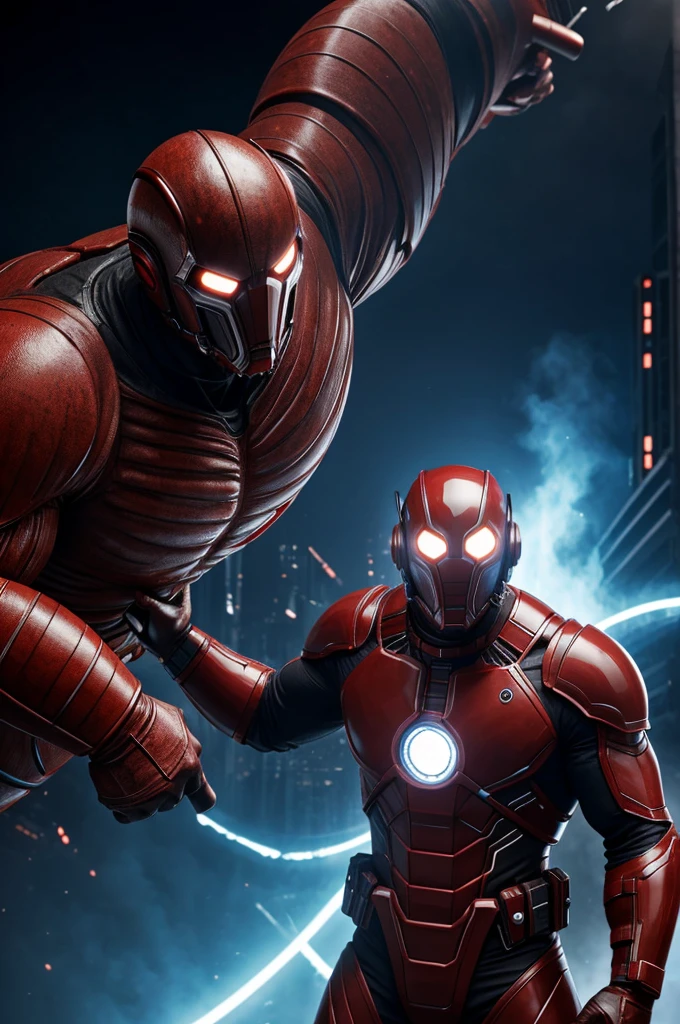 Titan speaker man that is infected with the parasite with titan tv man trying to defeat him