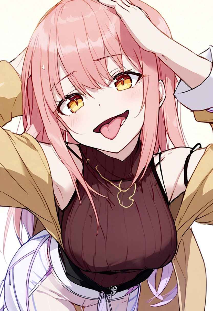 1girl, standing, looking at the camera, tongue out, mocking