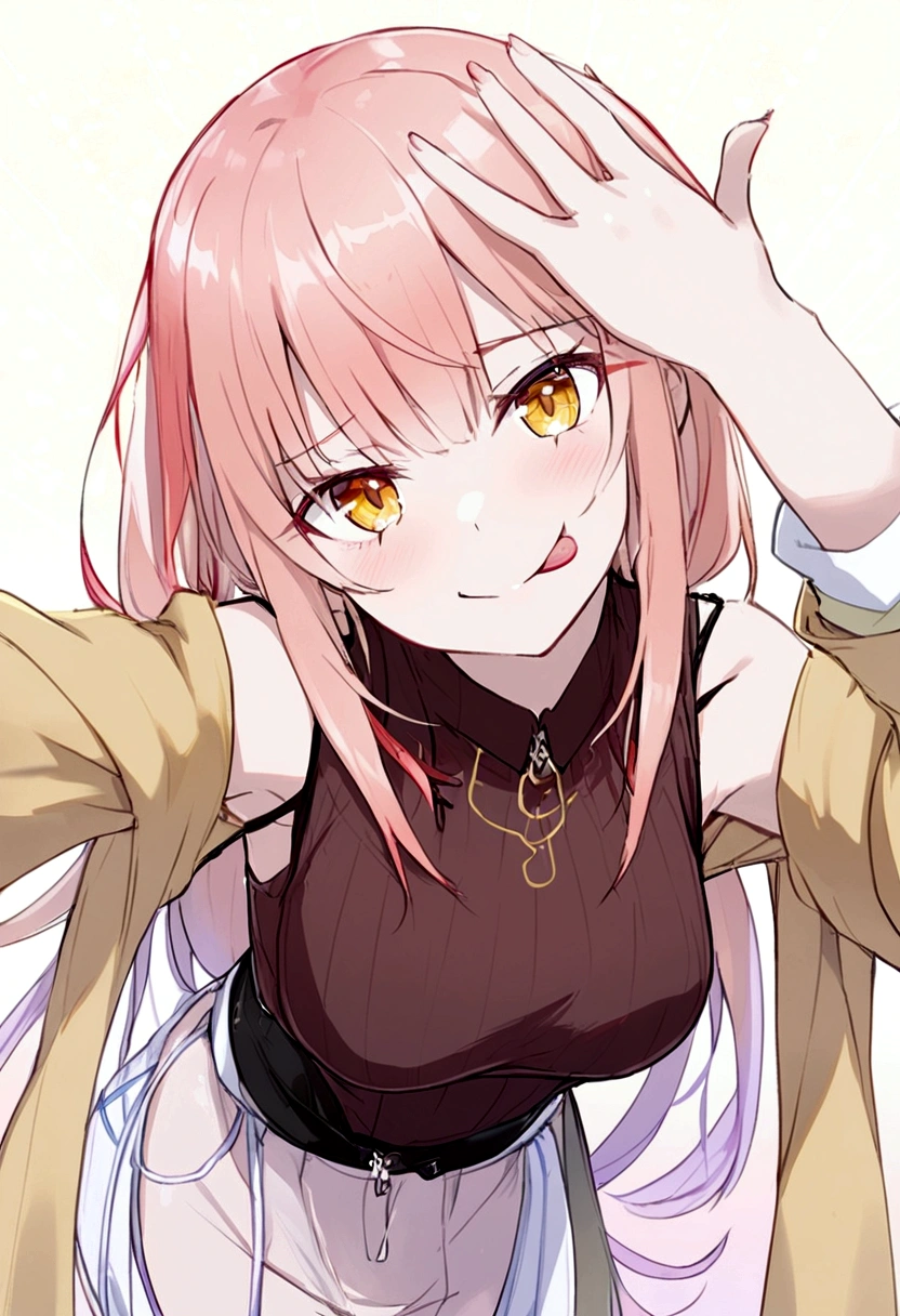 1girl, standing, looking at the camera, tongue out, mocking