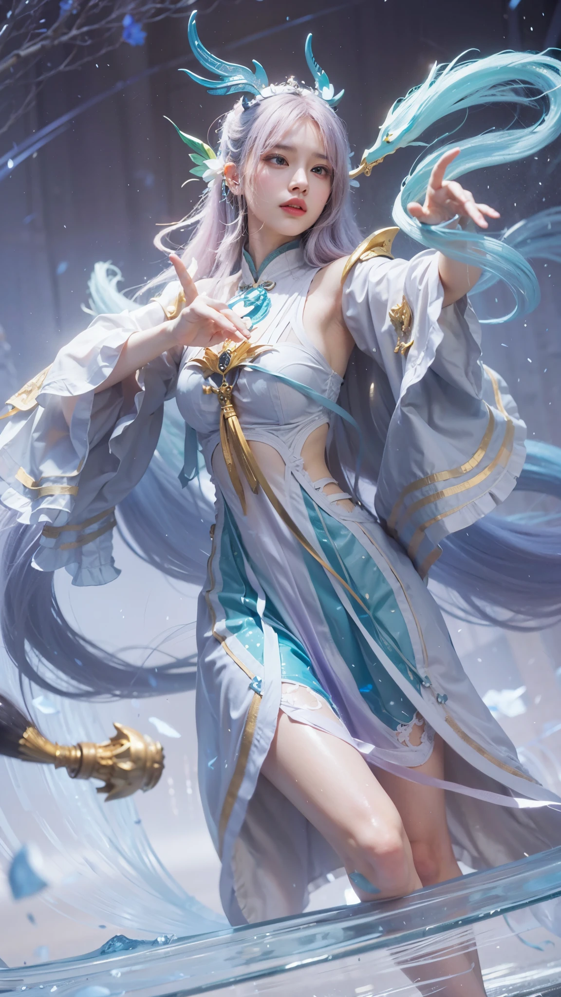 a close up of a 4 girls  ,pink hair , big  ,  shadowbringers cinematic, 4 k detail fantasy, a beautiful fantasy empress, game cg, xianxia fantasy, xianxia hero, 2. 5 d cgi anime fantasy artwork, cinematic goddess close shot, ruan jia and artgerm, wow 4 k detail fantasy, hyperdetailed fantasy character