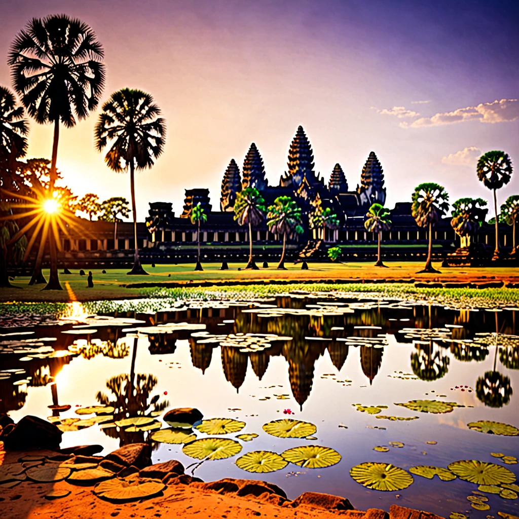 photo of angkor wat cambodia, on the beach