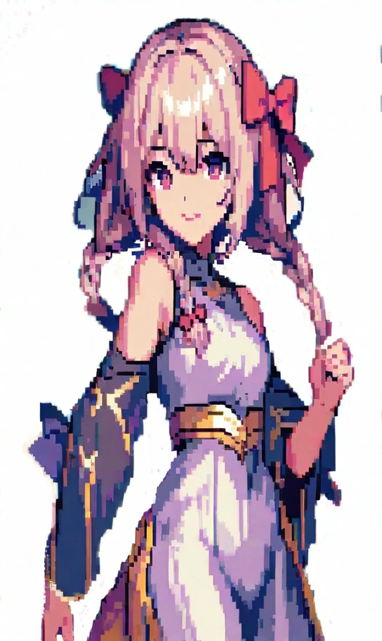 a girl,simple white background,pixel art,