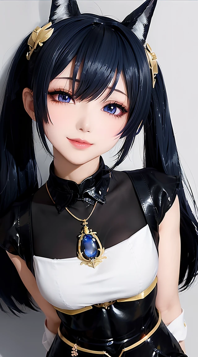 (masterpiece:1.3), (Best Quality:1.3), (Ultra-detailed:1.2), ((kawaii)), Cute, (lovely), ((sexy)), ((Extremely detailed)), 4K, (8K), Best Quality, (Beautiful), Illustration, anime style, (bold line:1.2), Gradation, looking at viewer, //, (bent down:1.1), (arms behind back), //, a cute girl, 1girl, (solo:1.2), gleaming skin, //, (flat chested), (Perfect eyes:1.2), (Perfect iris:1.2), //, darkblue hair color, (beautiful eyes) //, (half closed eyes:1.3), (sexual expression:1.2), Fascinated expression, smile, (blush:1.2), //, modern city background, on rock, twin tails, muscle girl, hard abs, exposed abs, NECKLACE, tight blouse, skirt