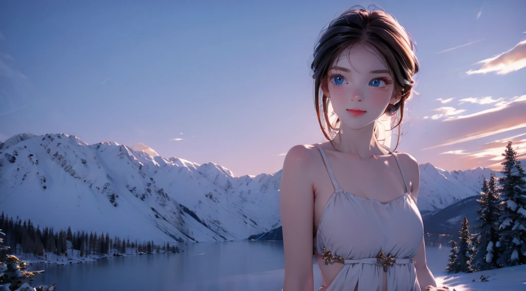 1 girl, medium light black hair, light blue eyes, wearing nude show outfit, night city, 18+ , high res, ultrasharp, 8K, masterpiece, Looking from the front 18+