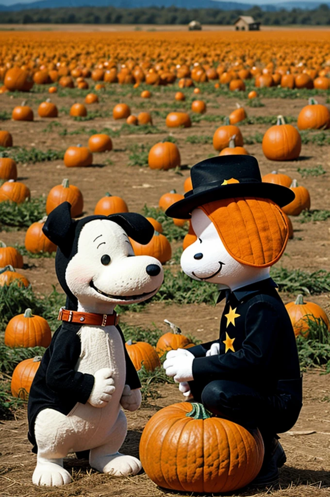 David Bowie singing with Snoopy in a pumpkin patch 