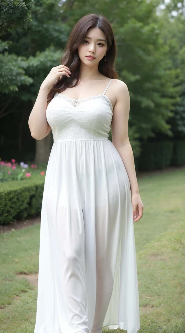 araffe woman in a white dress standing in a field of flowers, wearing a cute white dress, wearing white dress, wearing a white flowing dress, flowing dress, soft silk dress, wearing a white dress, flowing white dress, wearing an elegant dress, white dress, wearing a flowing dress, wearing stunning ivory dress, wearing a white sundress, young and cute girl, good young, busty, charming girl, beautiful women thick, beautiful girl, curvy model, thick body, with beautiful exotic, buxom breasts , Soft curves, beautiful curves, abundant, Pureな beauty, cute, young, Obese​ (big breasts), Sexy breasts, breastsrealistic face, realistic body,