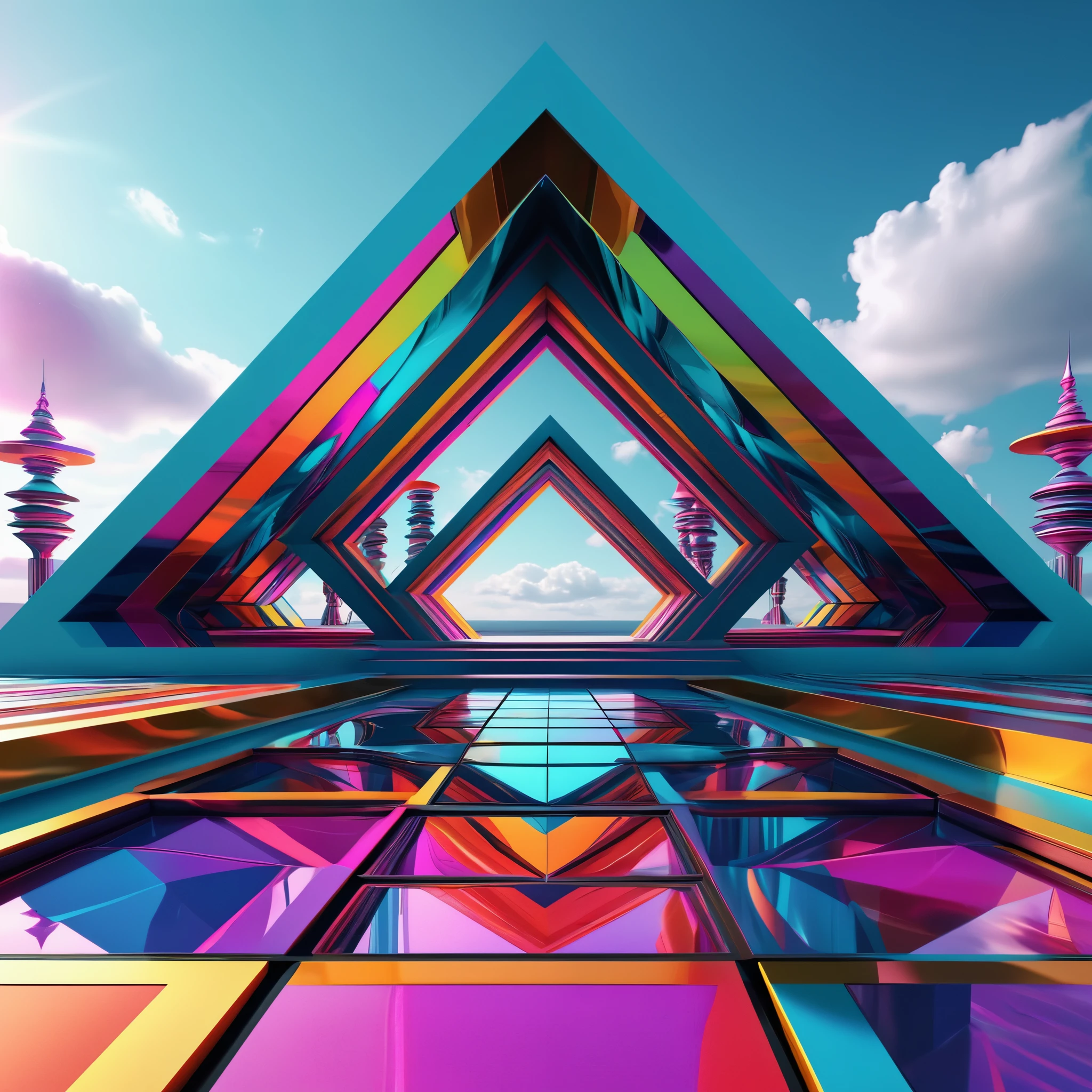 a detailed optical illusion, abstract geometric shapes, surreal architecture, impossible structures, trippy psychedelic patterns, mesmerizing visual effects, hypnotic and disorienting, (best quality, 4k, 8k, highres, masterpiece:1.2), ultra-detailed, (realistic, photorealistic, photo-realistic:1.37), digital art, conceptual 3D render, futuristic, vivid colors, dramatic lighting, cinematic composition