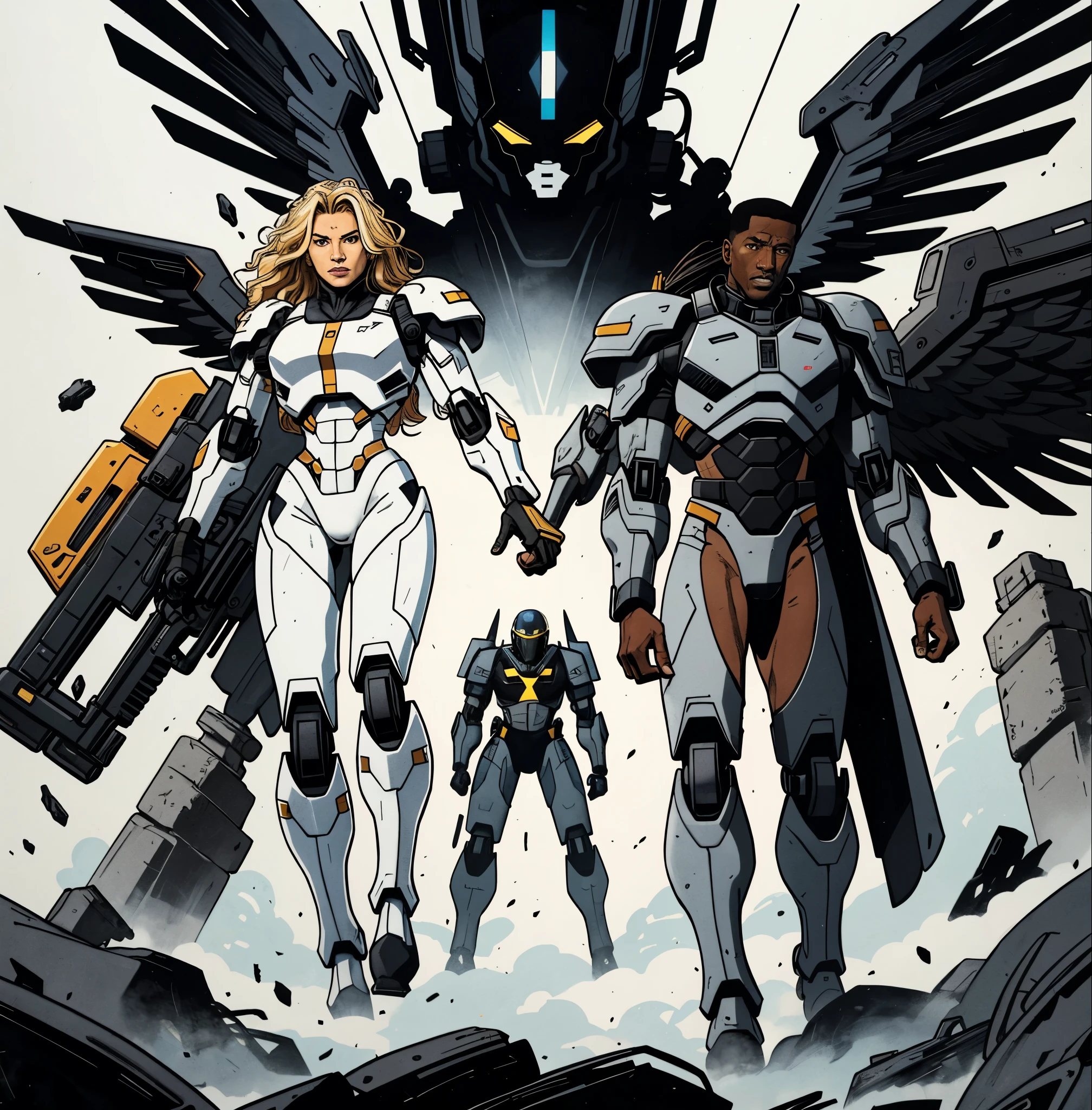 Wesley Snipes as Michael, the Right Hand of the Creator. Co-Leader of the Archangels, A crack squad of futuristic and highly technically advanced warriors. Ancient, but not old. Powerful, IN a white and black winged exo-mecha suit, tight fitting, open faced,