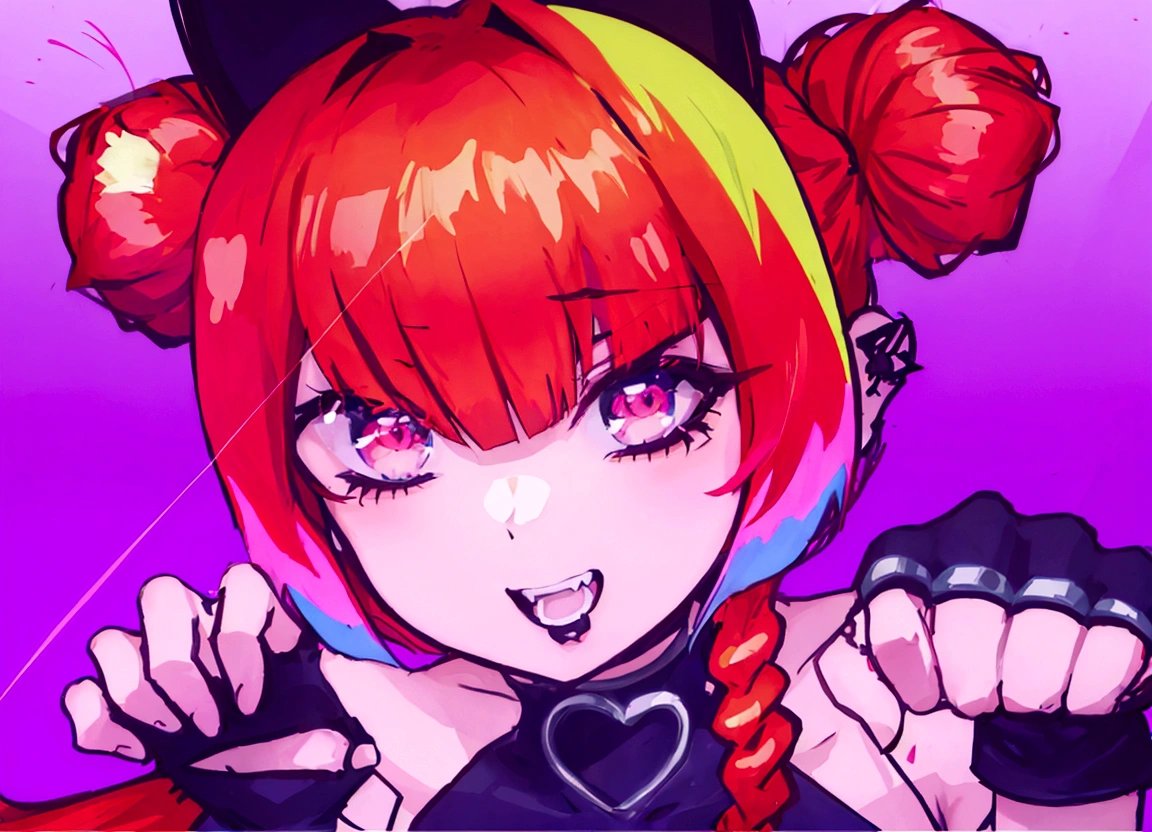anime girl with red hair and black cat ears with a pink background, ig studios anime style, kda, anime style 4 k, anime style. 8k, anime style portrait, y 2 k cutecore clowncore, anime artstyle, anime art style, anime style artwork, anime style”, anime style illustration, anime styled digital art, anime style digital art