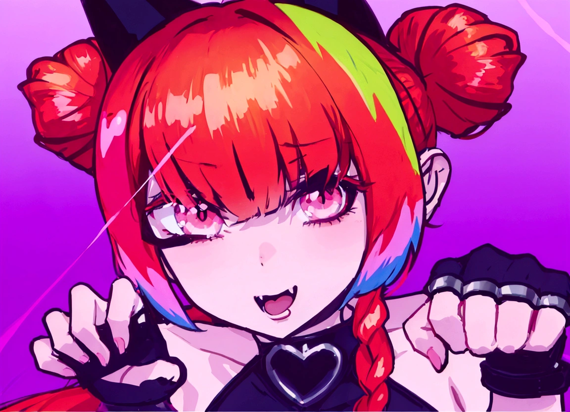 anime girl with red hair and black cat ears with a pink background, ig studios anime style, kda, anime style 4 k, anime style. 8k, anime style portrait, y 2 k cutecore clowncore, anime artstyle, anime art style, anime style artwork, anime style”, anime style illustration, anime styled digital art, anime style digital art